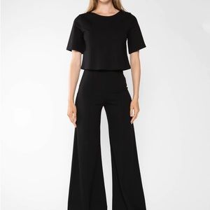 RIPLEY RADER - BLACK PONTE KNIT WIDE LEG PANT